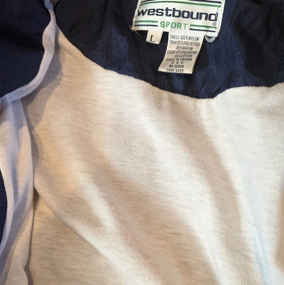 𝅺WOMEN'S Vintage Westbound Sport 80's Windbreaker With Shoulder Pads Large 💚💙 - Picture 6 of 6